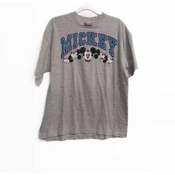 Disney Designs Mens Gray Graphic T Shirt Spellout Mickey Crew Short Sleeve L/XL - Picture 8 of 8